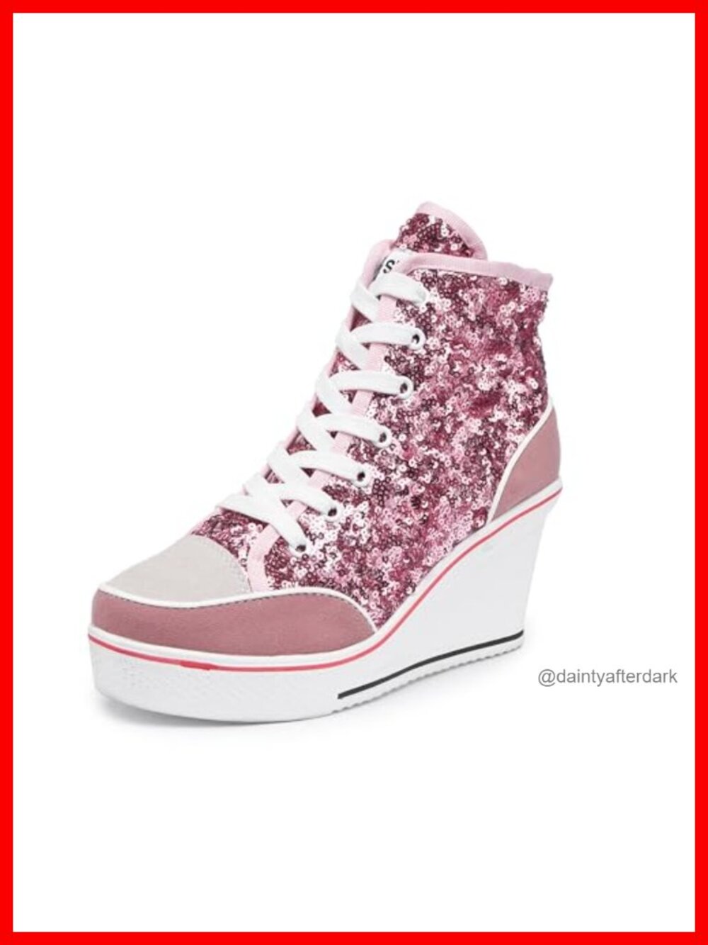 Canvas High-Heeled Sneakers for Women Platform Wedge Pump Shoes Sparkling
